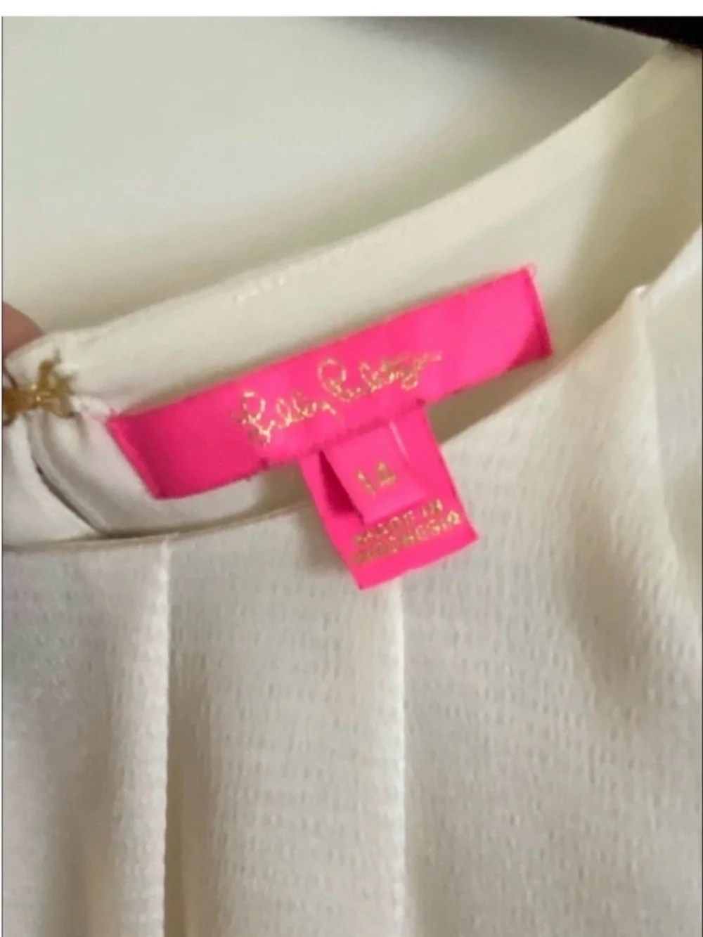 LILLY PULITZER Ivory Silky Satin Peplum Top